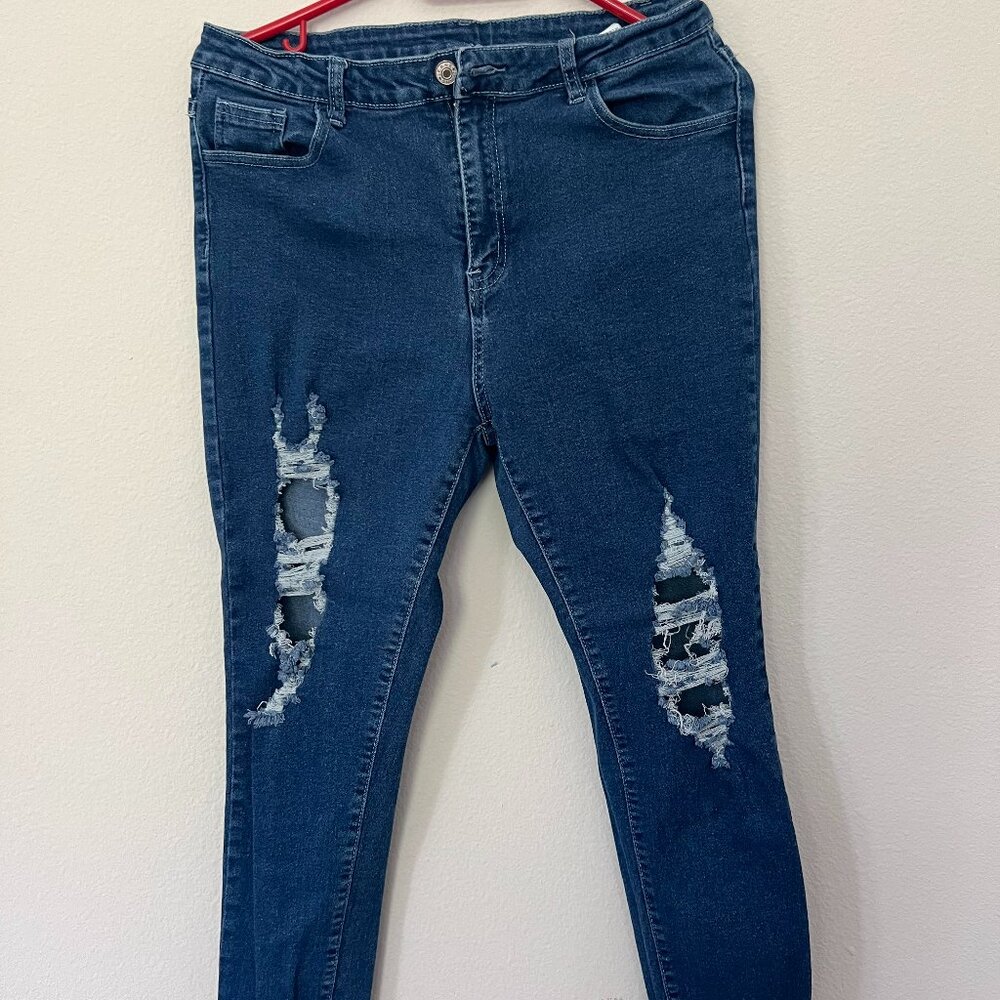 Blue Distressed Jeans stretch
